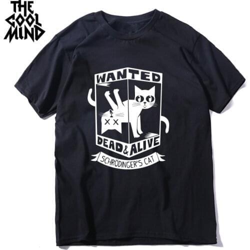 COOLMIND qi0442A 100% cotton cool schrodingers cat print men Tshirt casual summer loose men t shirt male t-shirt tee shirts LMYX