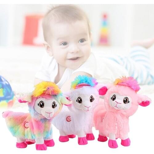 Child Electric Plush Toy Alpaca Singing Twisting Butt Shaking Head Stuffed Doll 97BE