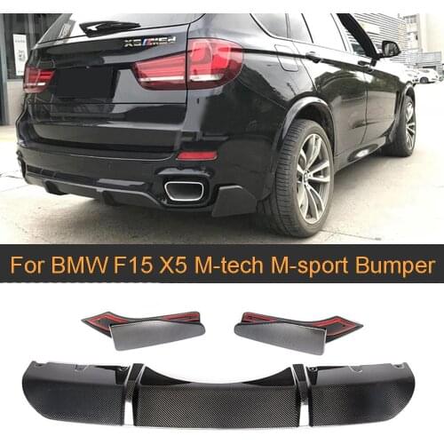 For X5 Carbon Fiber Rear Bumper Diffuser Lip Spoiler with Splitters for BMW F15 X5 M-tech M-sport Bumper Only 2014 - 2018