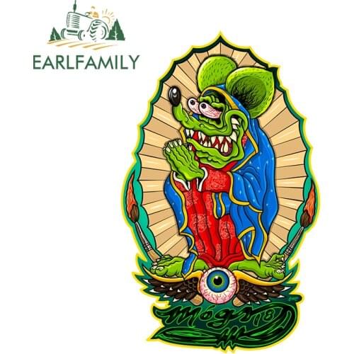 EARLFAMILY 13cm x 8cm Vinyl Car Stickers for Rat Fink Decal Cartoon Graphics Bumper Windows Scratch-Proof DIY Trunk Decoration