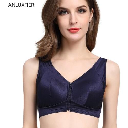 H9635 Front Zipper Silk Sleeping Bra After Breast Cancer Surgery No Steel Ring Full Cup Bras Underwear Surgical Resection Bra