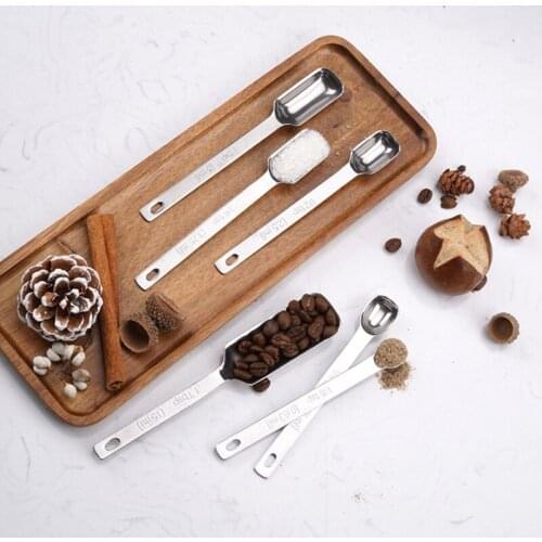 6-Piece Stainless Steel Square Measuring Spoon Seasoning Spoon With Scale A Good Helper For Capacity Measurement Kitchen Tools