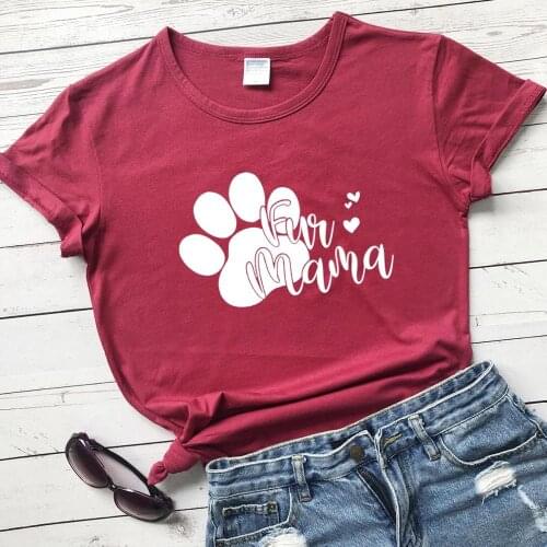 Fur Mama Paw Print graphic women fashion pure cotton casual hipster t shirt girl cute party street style mother gift tees tops