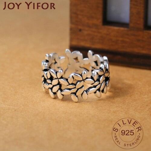 Minimalist 925 Sterling Silver Retro Lucky Leaves Olive for Women Literary Creativity Birthday Presents Opening Rings