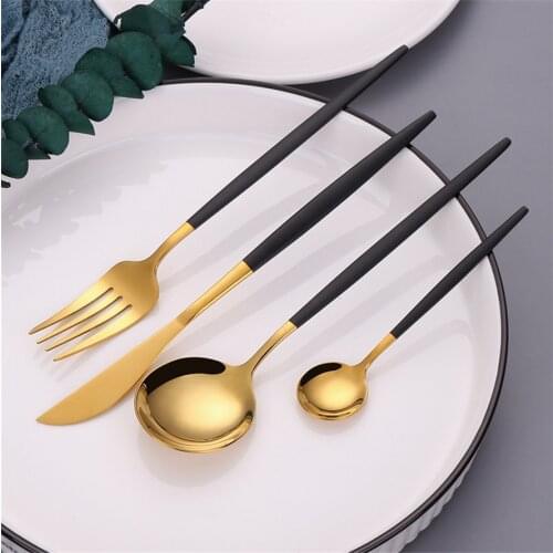 Dinnerware Set 18/10 Stainless Steel Cutlery Set Dinner Knife Fork Set Spoon Teaspoon Flatware Tableware Kitchen Silverware