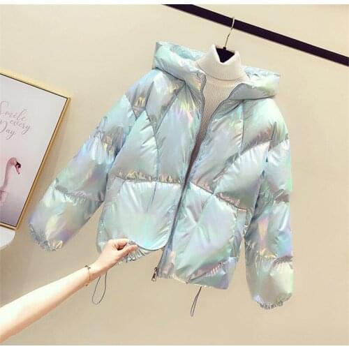 2021 New Winter Parkas Glossy Women Jacket Coat Hooded Warm Thicken Down Cotton Padded Female Jackets Outwear Coat Short Parka