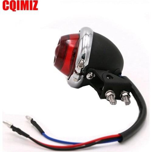 New Chrome Red Convex Lens Motorcycle LED Tail Light Taillights For Harley Bobber Chopper Honda Yamaha Kawasaki Suzuki