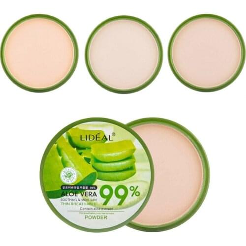 Hot 1pc Aloe Vera Moisturizer Face Powder Smoothing Extract Pressed Powder Breathable Makeup Concealer Brighten Foundation