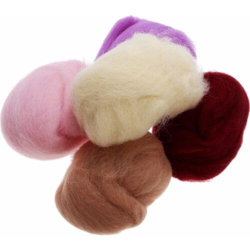1 Set 5g 17 Colors Fluffy Merino Wool Fibre Roving For Needle Felting Hand Spinning Fibre Arts Craft Handwork Craft Kit