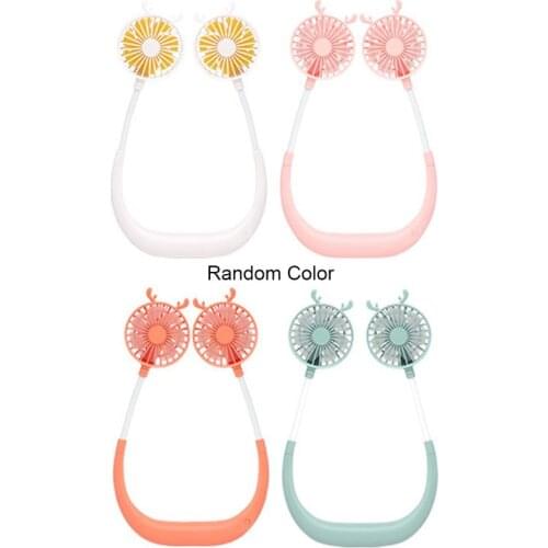 Neck Fan USB Rechargeable Portable Mini Wearable Neckband Electric Dual Neck Flexible For Face Travel Office Neckband Dropship