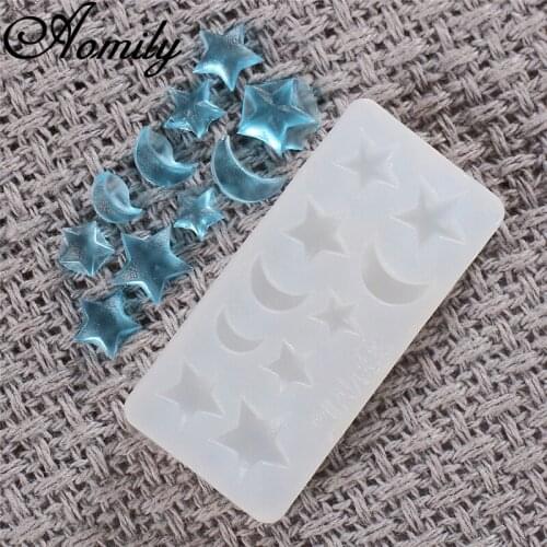 Aomily Silicone Resin Epoxy Mold Star Moon Shape Jewelry Phone Case Decoration Making Accessories Cake Molds Chocolate Mold