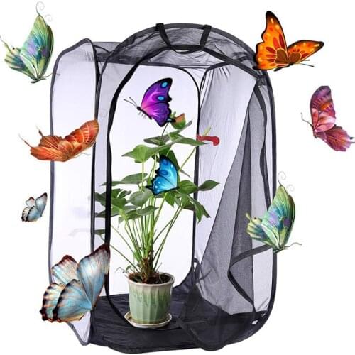 Foldable Insect Cage Butterfly and Insect Habitat Cage Mesh Terrarium Butterfly Mantis Stick Cylindrical Pop-up Cage U3
