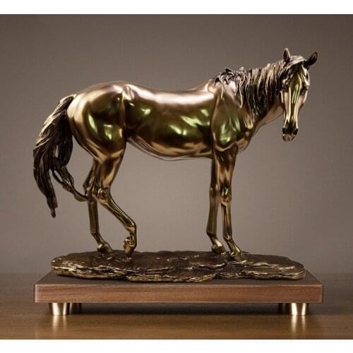 EUROPEAN GEOMETRY MUSTANG STATUE HOME DECOR ACCESSORIES VINTAGE RESIN CRAFT MASCOT TABLE DECORATIVE STATUE AND SCULPTURE ART