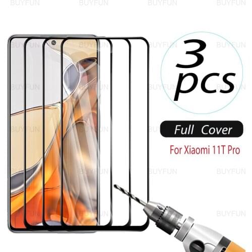 3pcs Black Edge Tempered Glass For Xiaomi 11T Pro Safety Screen Protector On For Xiaomi Mi 11T mi 11 T Pro 11TPro phone glass