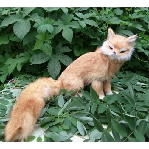 Yellow creative simulation fox toy yellow plastic&fur fox dollgift about 26x28cm 1506