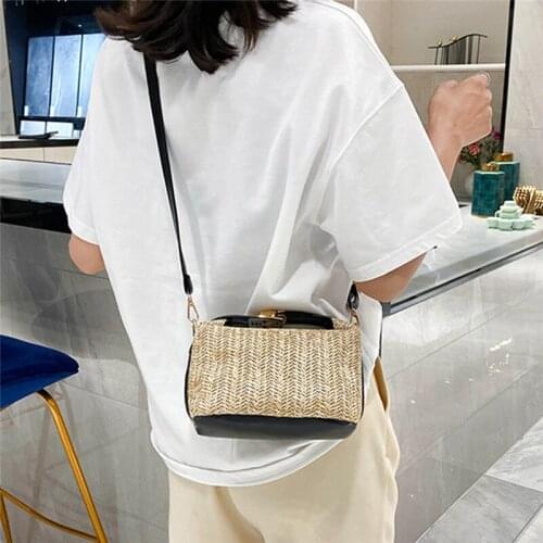 Women Caual Sholder Bag Fashion Straw Messenger Crossbody Bag 2021 New Summer Ladies Beach Travel Handbag