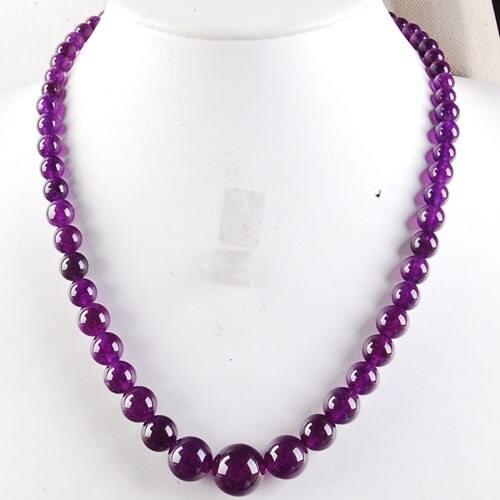 Free Shipping Women Fashion Jewelry Purple Jad Beads Necklace 17" FG0422