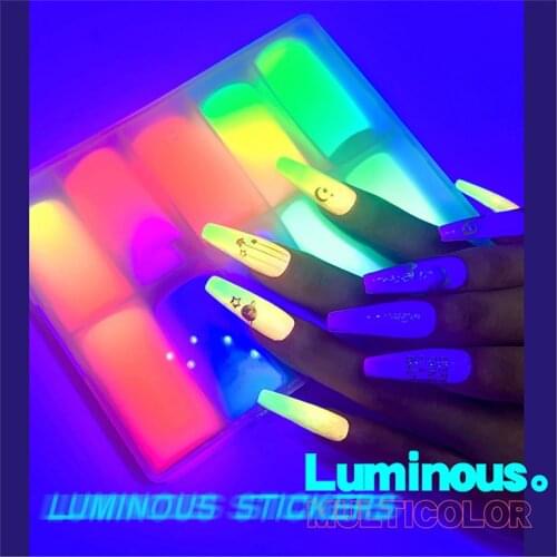 10 Rolls Nail Foils Nail Art Transfer Stickers Slider Florescent Light Nail Art Decal Manicuring Design Tip Decoration