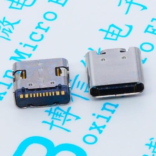 100pcs Micro USB-3.1 SMD 16P type-c female socket DIP4 Hd transmission interface for Smartphones end plug Charging plug