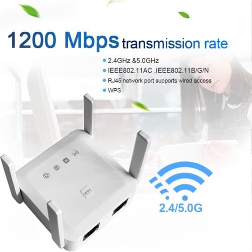 1200M Dual Band 2.4GHz/5GHz Wifi Repeater WiFi Extender IEEE802.11ac Wireless AP WPS With 4 External Antennas English Firmware