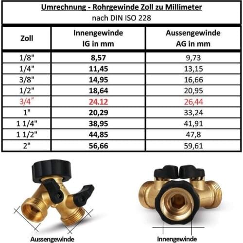 2 Way Brass Garden Hose Connector Splitter Y Connector Shut off Water Valves Divider Adapter US/EU Standard