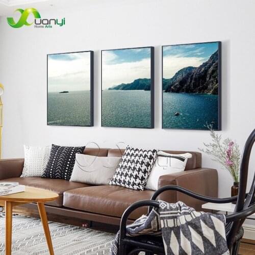 3 Piece Canvas Wall Art Sunset Seascape Poster Painting Sea Wave Picture For Living Room Home Decor Sea View Wall Canvas Art