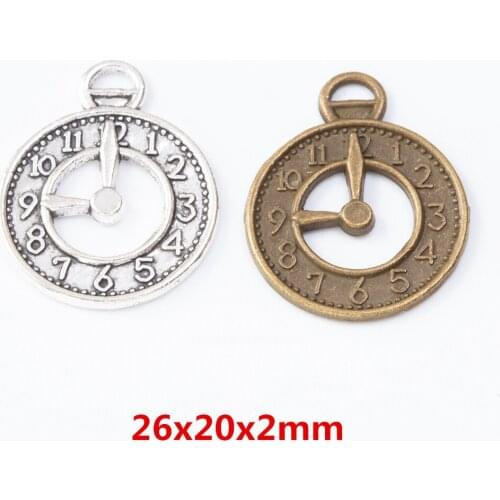 30 pieces of retro metal zinc alloy clock pendant for DIY handmade jewelry necklace making 7671