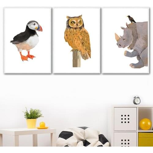 Abstract Owl Tortoise Eagle Goat Painting Wall Art Canvas Painting Nordic Posters And Prints Wall Pictures Kids Room Decor