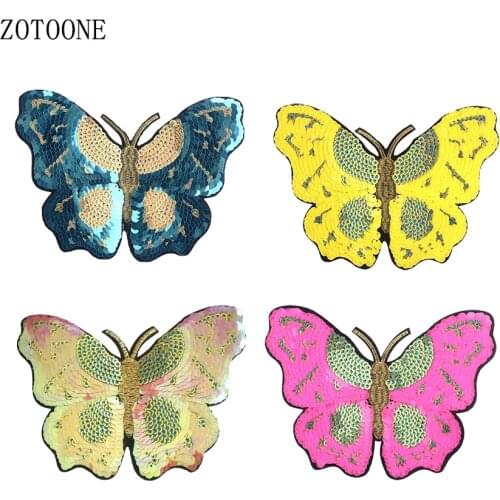 Big Butterfly Sequined Patch Iron On Punk Cat Embroidered Patches Diy Jeans Clothes Stickers For Clothing Custom Applique Finger