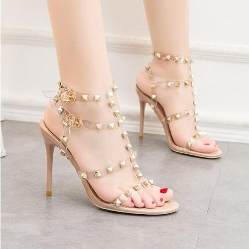 Women Shoes 2019 New Fashion Women Sandals Female Sandals Rivet Metal Women Pumps Women High Heels Shoes Summer Sandals