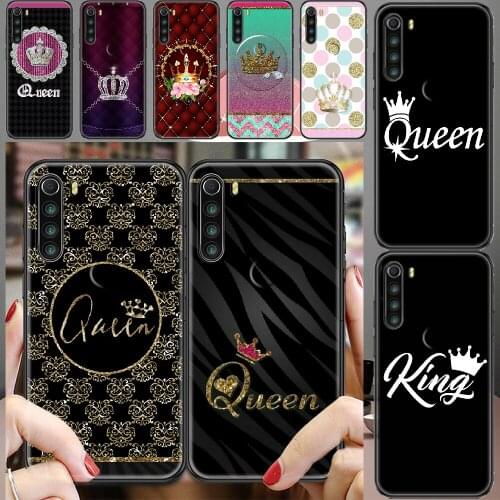 Lovers King Queen Texture Phone case For Xiaomi Redmi Note 7 7A 8 8T 9 9A 9S K30 Pro Ultra black luxury cell cover 3D shell tpu