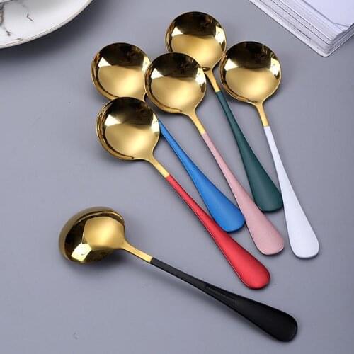3PC Dessert Spoon Long Handle Stainless Steel Smooth Ice Cream Spoon For Kids Bar Canteen Restaurant Coffee Tea Spoon