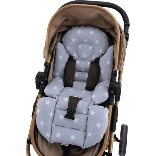 Jaju Baby Handmade, Double Sided ,Gray Star Fabric Baby Stroller Cushion