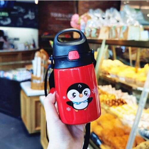 320ML Cartoon Children Thermos Cup Kids Straw Thermos Bottle Stainless Steel Vacuum Water Bottle Drinkware Baby Training Cup
