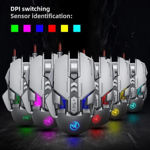 FOR HXSJ J800 Professional Gaming Mouse 3200DPI Full 7 Programmable Buttons RGB LED Optical USB Wired Game Mice for Laptop Gamer