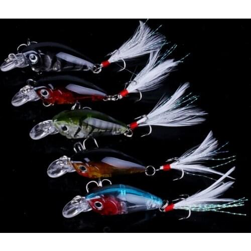 HENGJIA 10pcs 4.5cm 4g 10#hooks hard plastic diving mini crankbaits wobblers trout catfish pesca swim baits fishing tackles