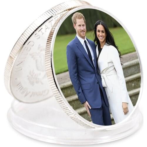 Art Ornament Prince William and His Wife Sliver Plated Coin Art Ornament Business Gift Home Decor Collection