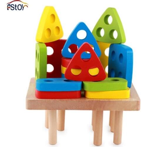Early Childhood Education Toys Intelligence Building Blocks Geometric Shape Puzzle Color Shape Cognitive Assembly Hobby Toys