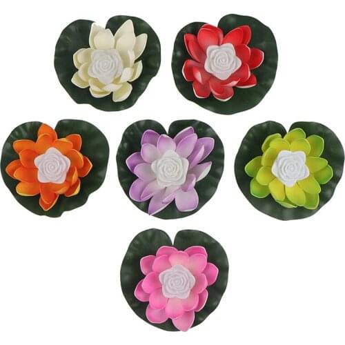 Artificial Floating Lotu Solar Powered Night Light LED Energy Saving Lotu Lamp for Garden Pool Pond Garden Decoration