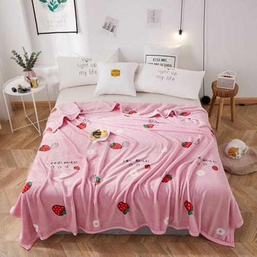 Strawberry blankets pink quilts twin full queen king girls blankets Throw Flannel blanket on Bed/car/sofa luxury flower rugs