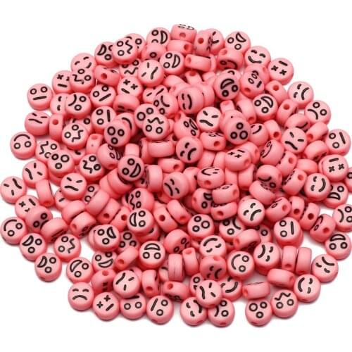 4x7mm Round Mood Pattern Acrylic Beads Loose Pink Spacer Beads For Jewelry Making Handmade DIY Necklace Bracelet Accessories