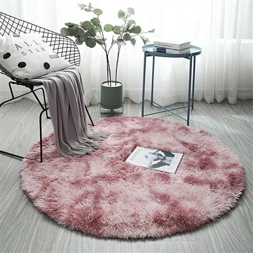 Pink Round Carpet Nordic Ins Style Gradient Colorful Rug For Living Room Bedroom Rugs Fur Mats Large Size Hanging Basket Mat