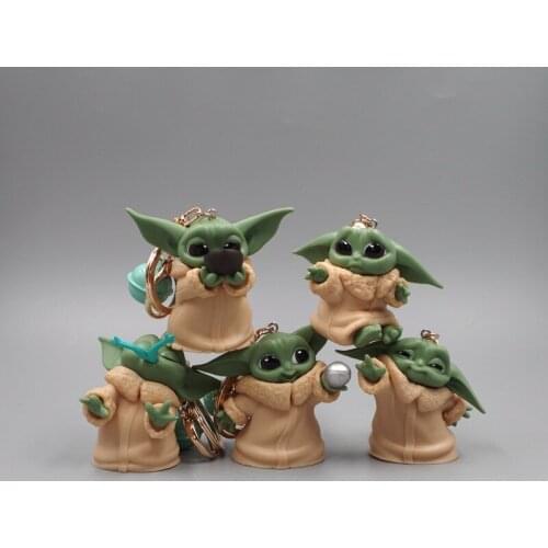 Mandalorian Baby Yoda Keychain Cartoon Yoda Baby Star Wars Figure Toys Bag Keyrings Small Ornaments Xmas Gift for Kid Boy 1/5pcs