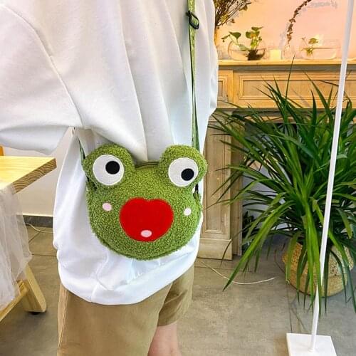 New Cartoon frog Cute Women Bag Creative Personality Funny Shoulder Bag Fashion Wild Soft Novelty plush Female Bag