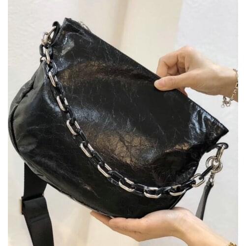 Fashion Handbag Designer Women Casual Chain Genuine Leather Shoulder Bag Softshell Black 2020 New Slung Crossbody Messenger Bags