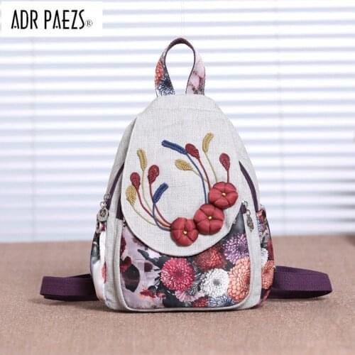 Fashion Floral Pattern Women Multifunction Backpack Chinese Style Knitted Embroidery Shoulder Bag Girl Leisure Travel Backpack