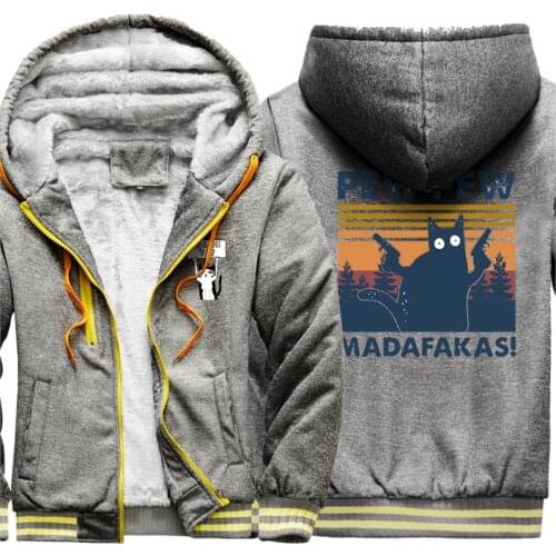 Pew Madafakas Mens Print Thicken Jacket Hip Hop Long Sleeve Clothing And Hooded Fashion Casual Tops Streetwear Moletom Masculino