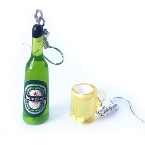 2021 New Mini Cute Beer Bottle Wine Glass Asymmetric Resin Drop Earrings Fashion Jewelry