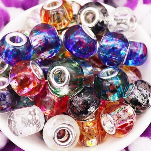 10 Pcs New Big Round Glass Beads Large Hole European Spacer Beads fit Pandora Bracelet for DIY Jewelry Making Beads