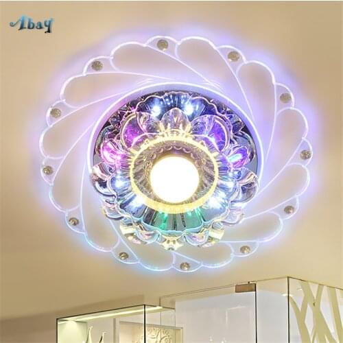 Modern Led Crystal Ceiling Light Multi Color Flowers Shape Home Decor Ceiling Lamp Crystal Flush Mount Ceiling Light Fixture